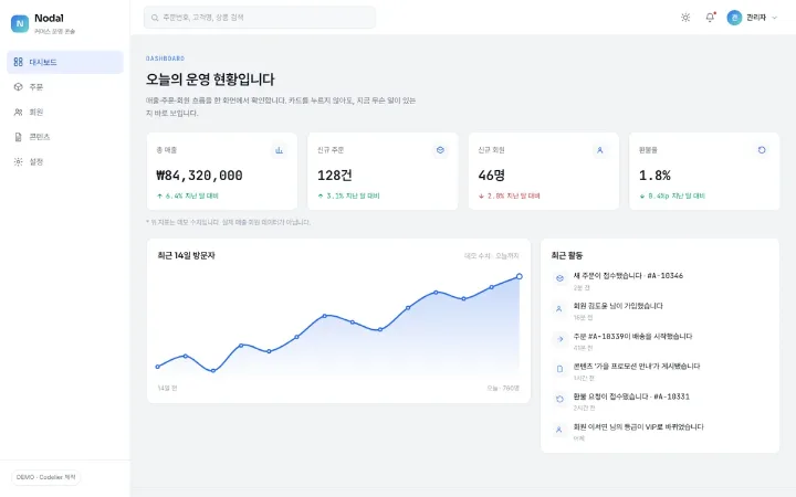 웹앱 · 관리자 화면 관련 시안 화면